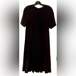 Black A-Line Midi Dress with Crew Neck